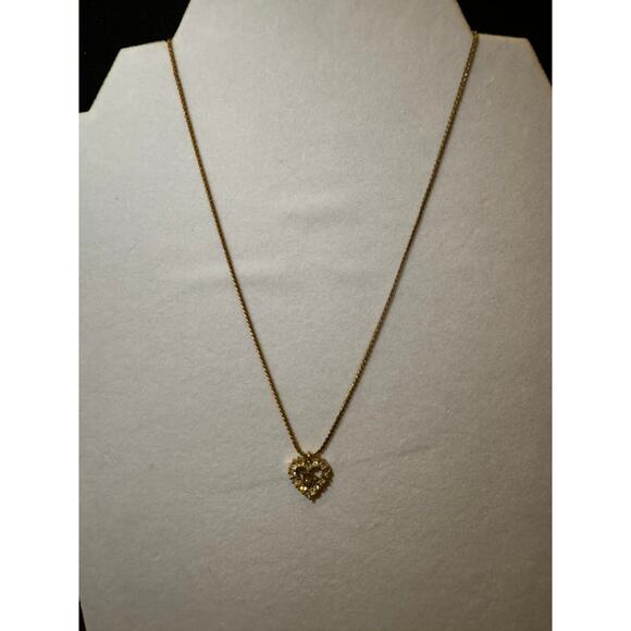 Christian Dior Heart Rhinestone Necklace Gold Plated*Beautiful w/Velvet Gift Box - Picture 9 of 10
